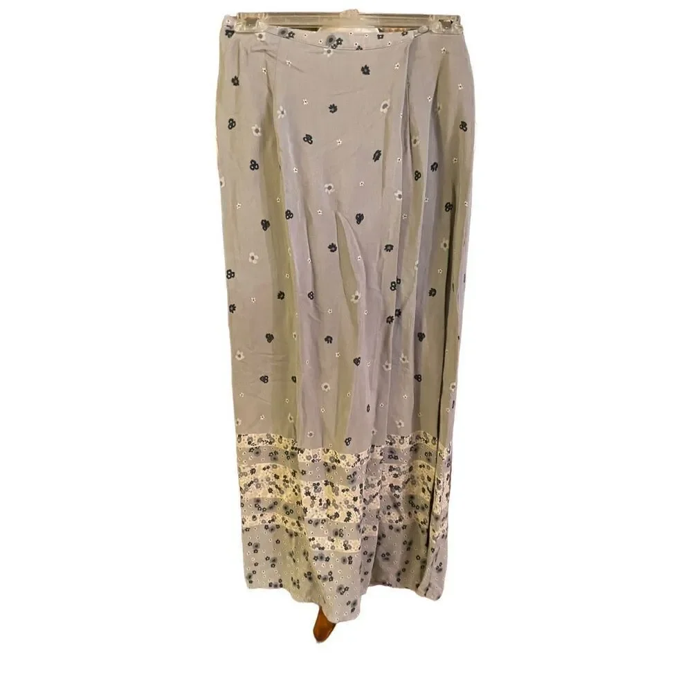 Jessica Holbrook Womens Maxi Skirt Floral Modest Light Gray Medium